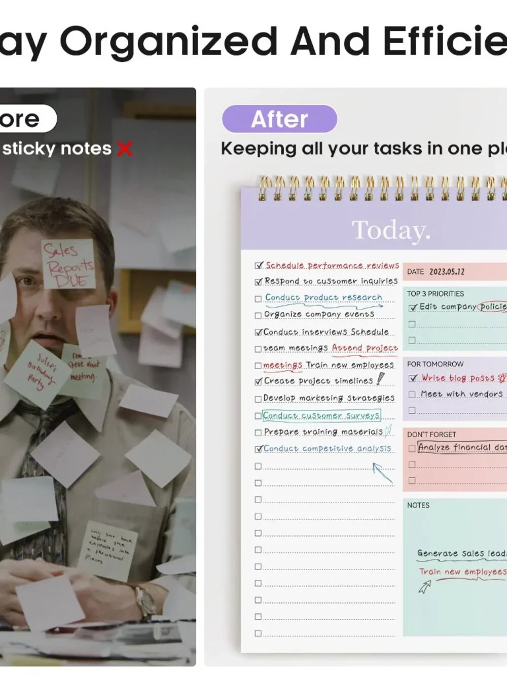 Taja To Do List Notepad - To Do List Notebook for Work with 52 Sheets, 9.8
